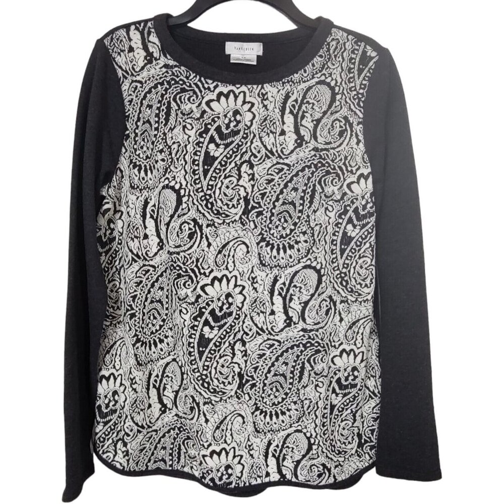 VAN HEUSEN Womens Small Black White Print Sweatshirt